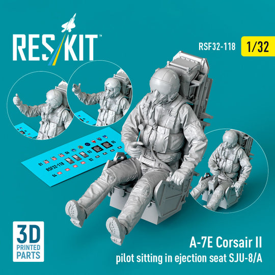 A-7E Corsair II pilot sitting in ejection seat SJU-8/A (3D Printed)