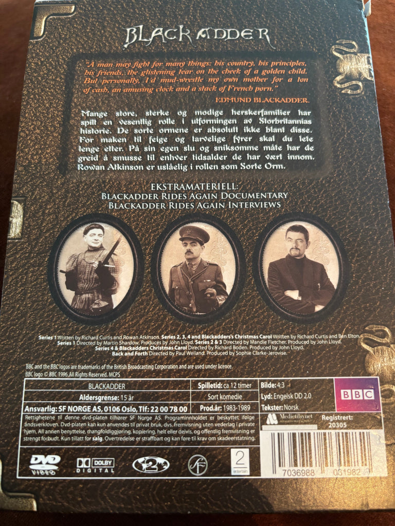 Blackadder Sorte Orm Remastered. DVD samleboks.