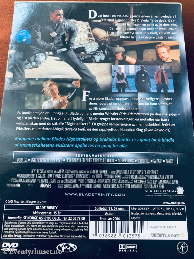 Blade Trinity. 2004. Dvd Slipcase.
