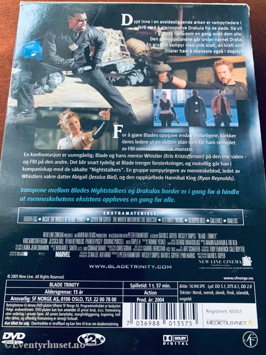 Blade Trinity. 2004. Dvd Slipcase.