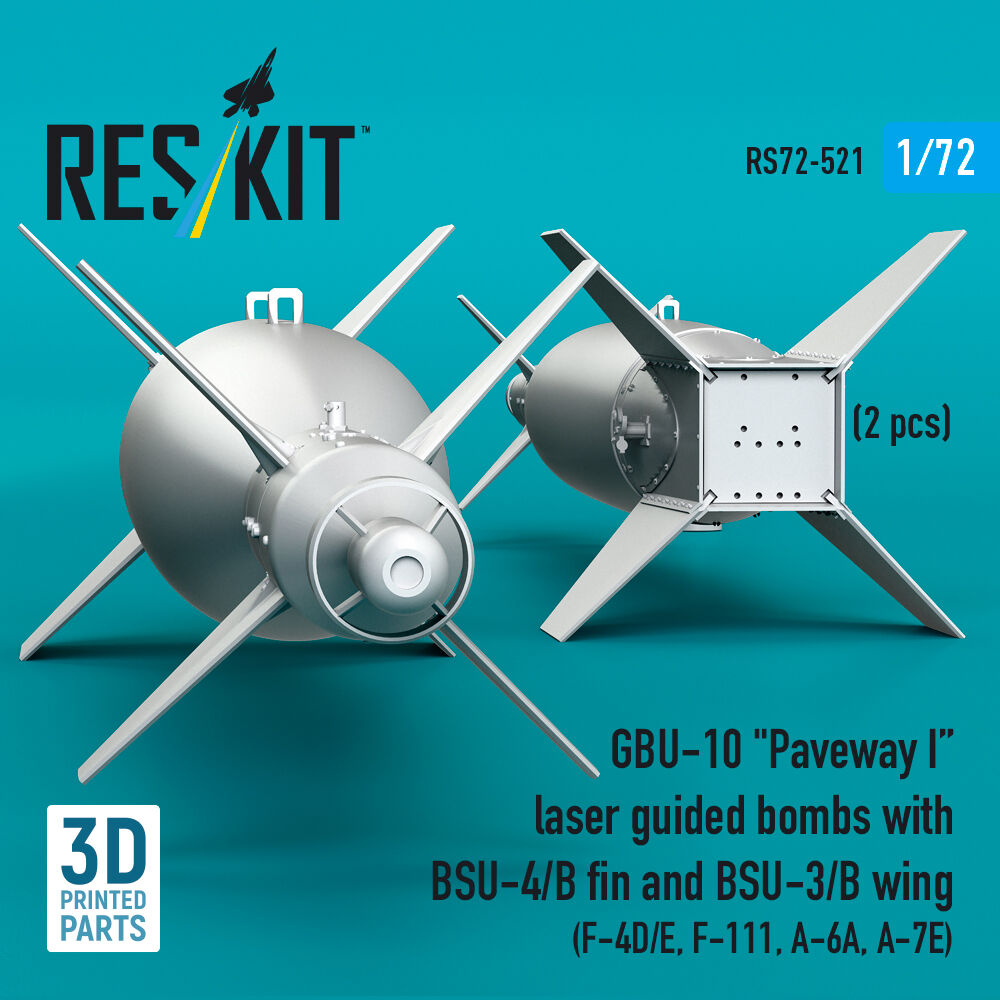 GBU-10 Paveway I laser guided bombs with BSU-4/B fin and BSU-3/B wing (2 pcs) (F-4D/E, F-111, A-6A, A-7E) (3D Printed)