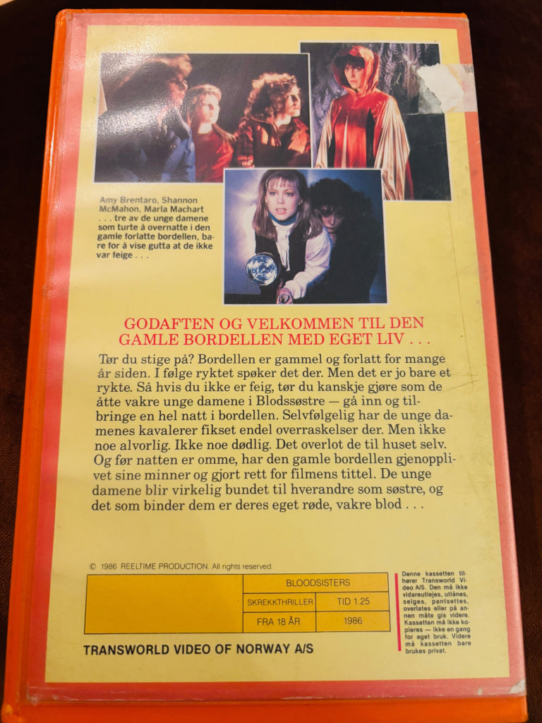 Blood Sisters - Blodssøstre. VHS Big Box.