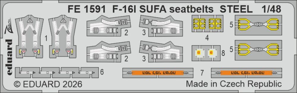 F-16I SUFA seatbelts STEEL (Kinetic Gold edition kit) for Kinetic
