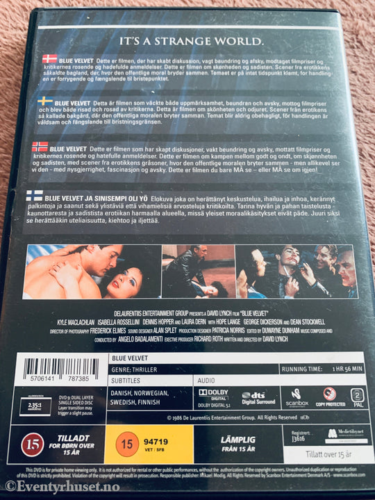 Blue Velvet (1986). DVD.