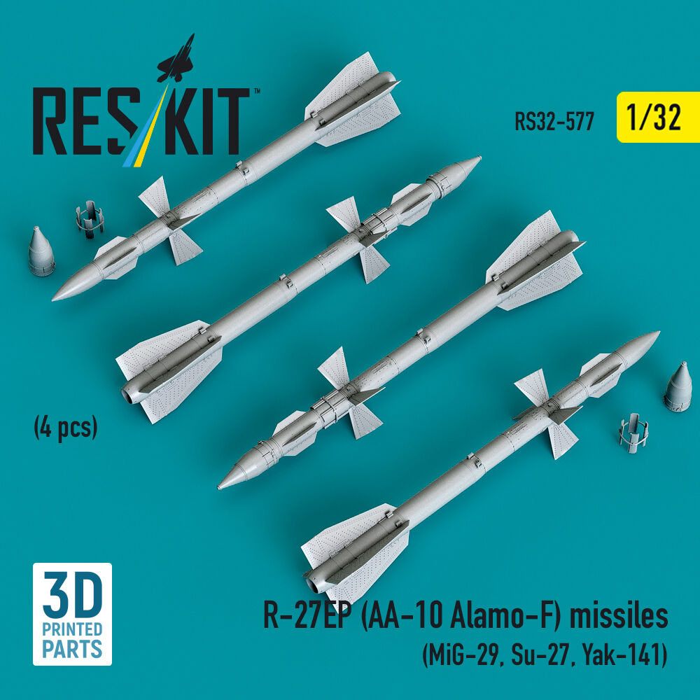 R-27EP (AA-10 Alamo-F) missiles (4 pcs) (MiG-29, Su-27, Yak-141) (3D Printed)