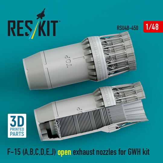 F-15 Eagle/Strike Eagle (A,B,C,D,E early,J) F100-PW-220 open exhaust nozzles for GWH kit (3D Printed)