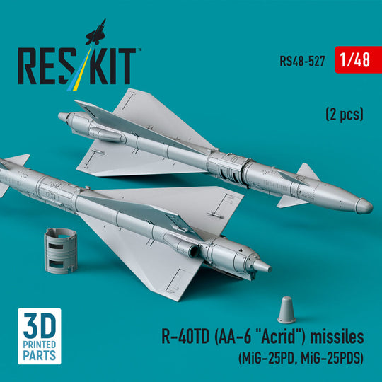 R-40TD (AA-6 Acrid) missiles (2 pcs) (MiG-25PD, MiG-25PDS) (3D printed)