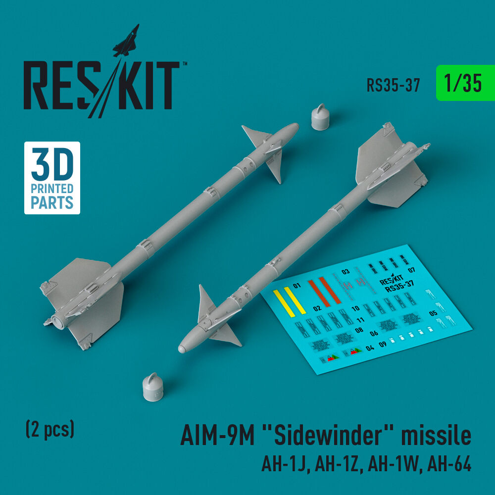 AIM-9M Sidewinder missile (AH-1J, AH-1Z, AH-1W, AH-64) (2 pcs) (3D Printed)