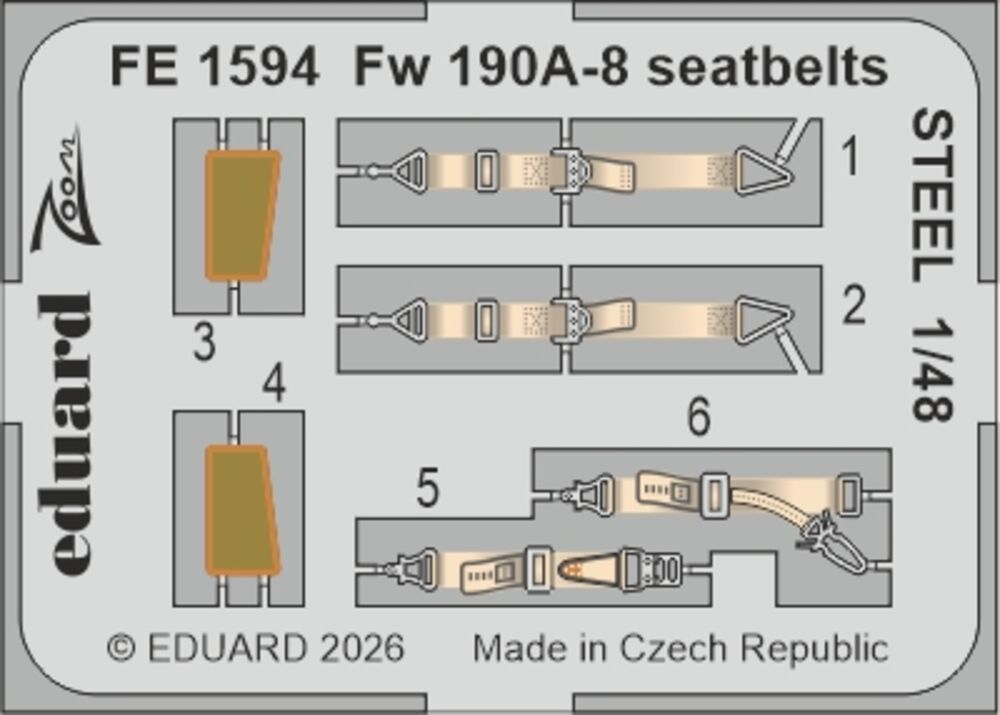 Fw 190A-8 seatbelts STEEL for Hobby Boss