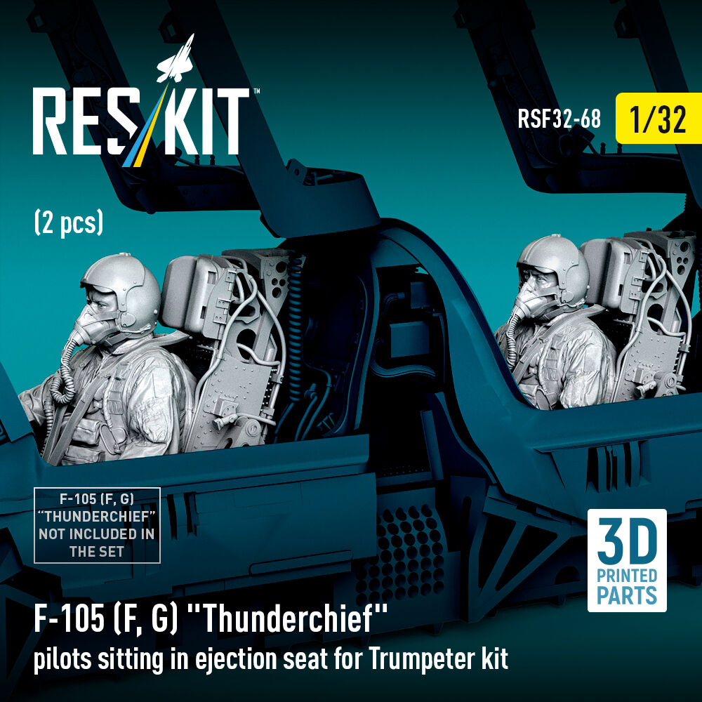 F-105F/G Thunderchief pilots sitting in ejection seat for Trumpeter kit (2 pcs) (3D Printed)