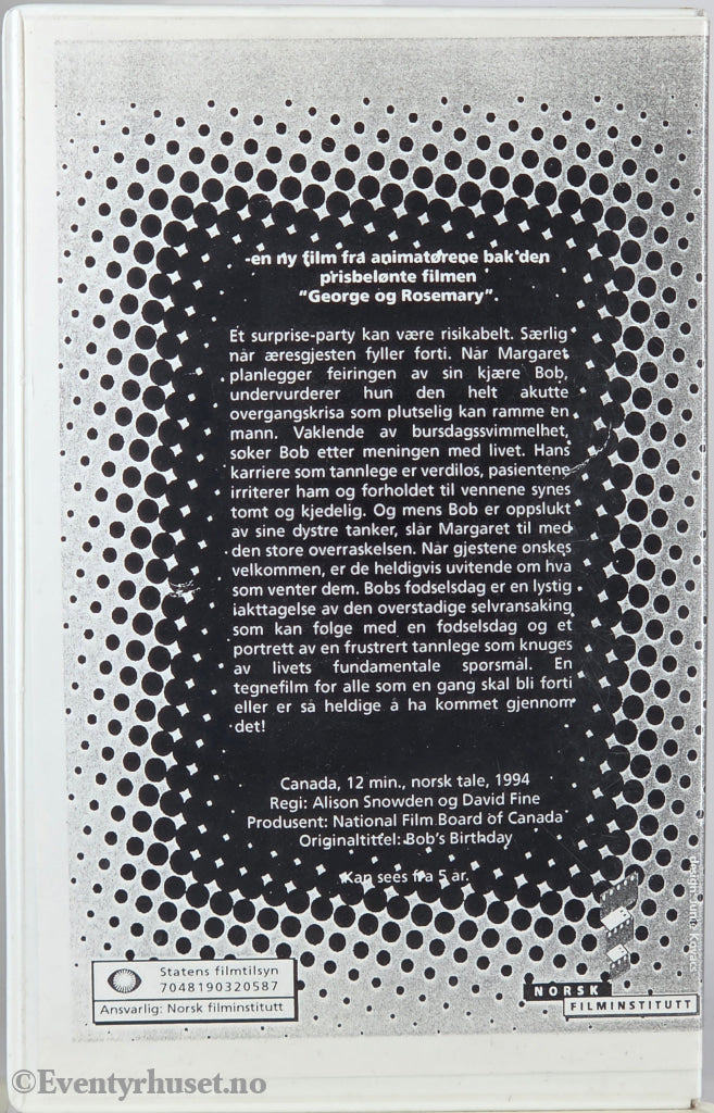 Bobs fødselsdag – 1994 . VHS Big Box.