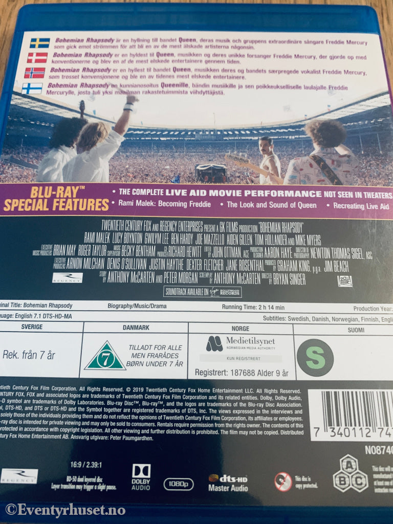 Bohemian Rhapsody (2018). Blu-Ray.