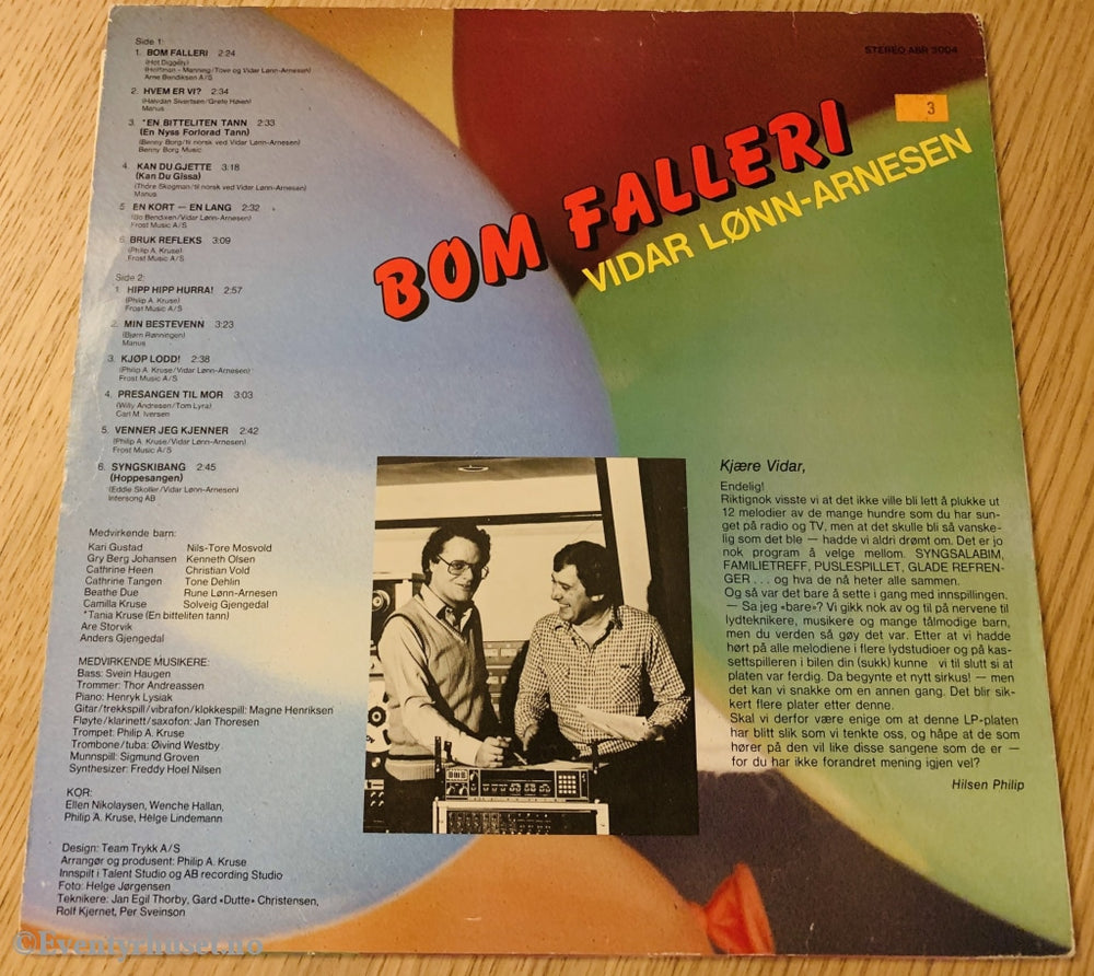 Bom Falleri Med Vidar Lønn-Arnesen. 1983. Lp. Lp Plate