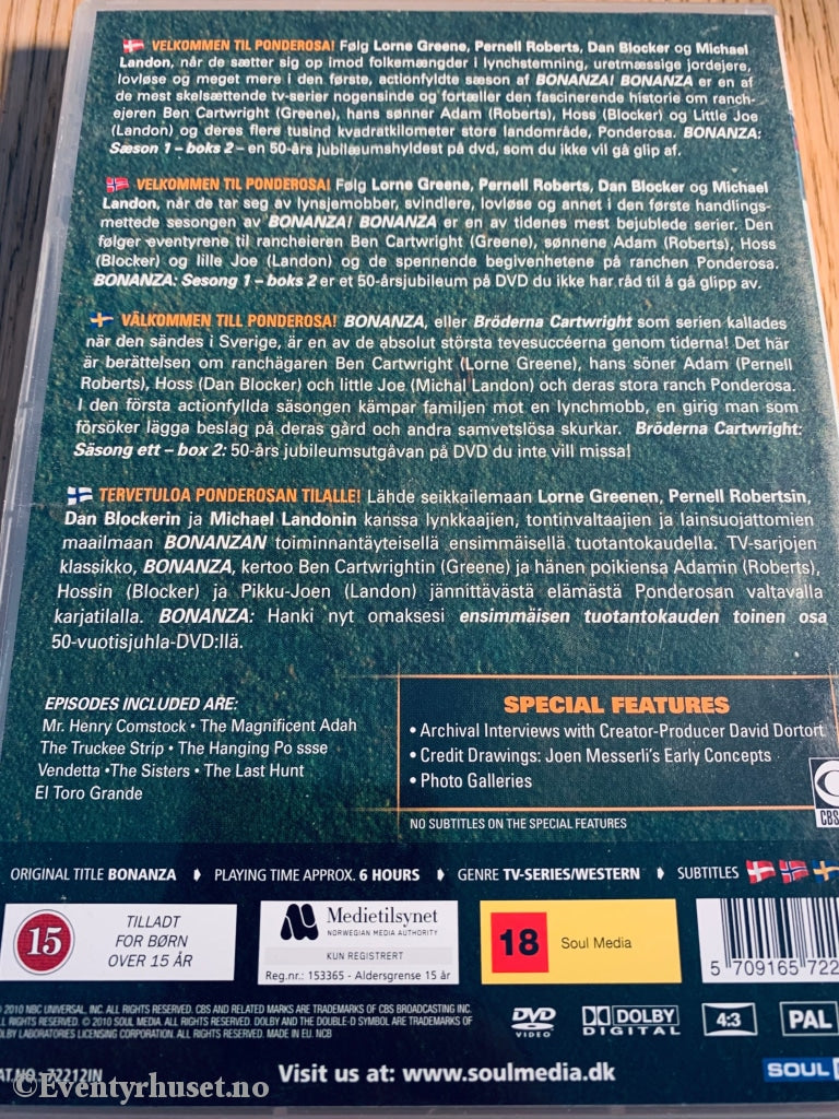 Bonanza - The Offical First Season. Box 2. Dvd Samleboks.