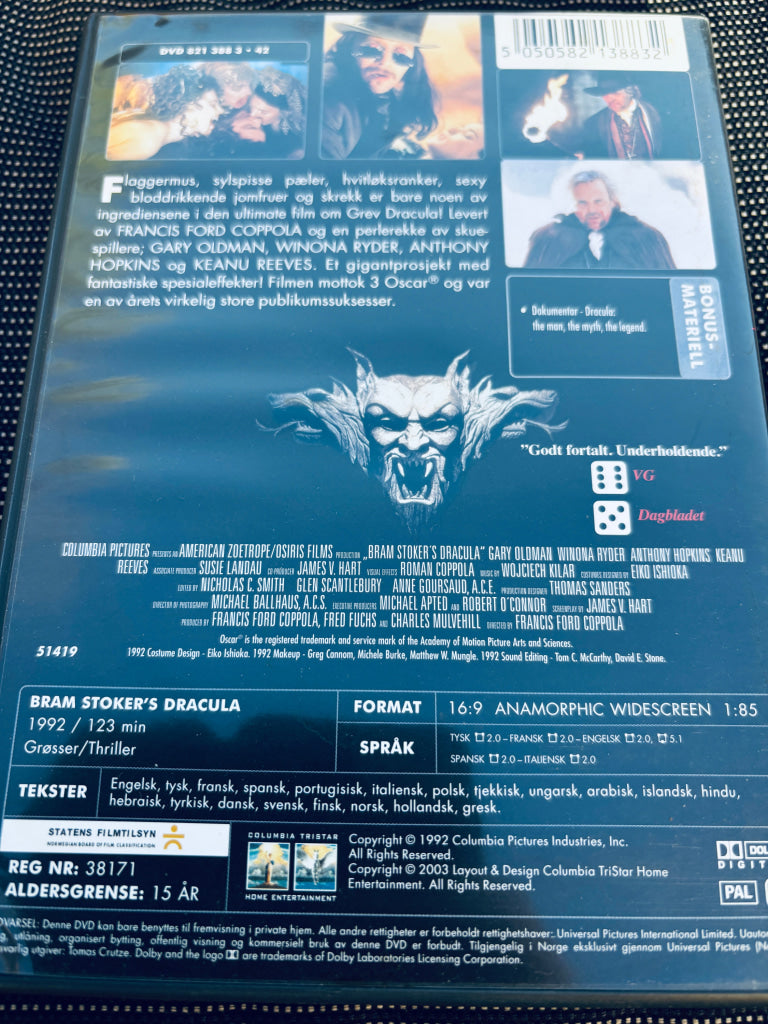 Bram Stoker's Dracula. DVD.