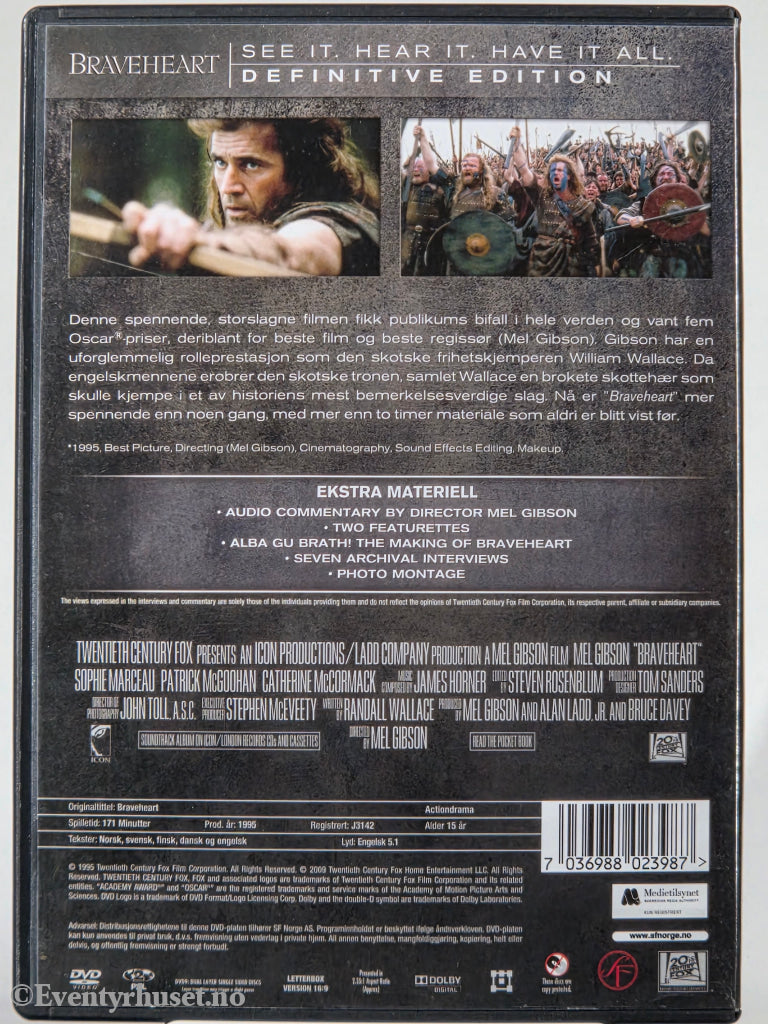 Braveheart (1995). DVD.