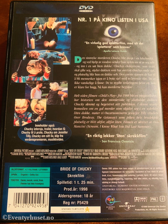 Bride Of Chucky. 1998. Dvd. Dvd