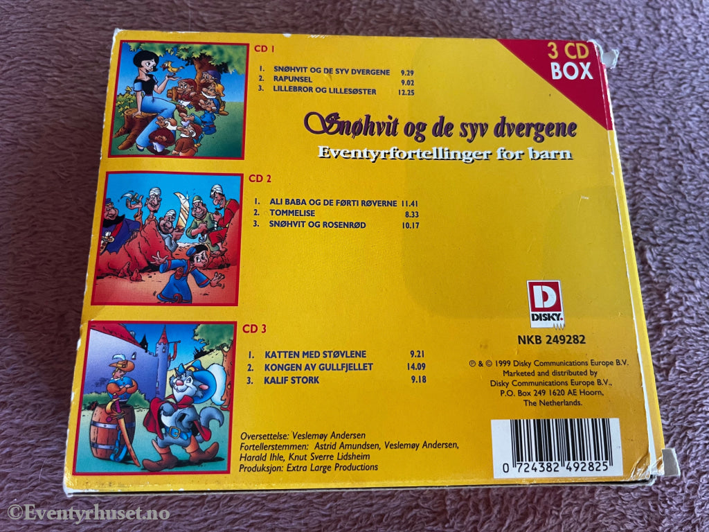 Brødrene Grimm m.fl. 2003. Snøhvit og de syv dvergene – Eventyrfortellinger for barn. Lydbok på CD.