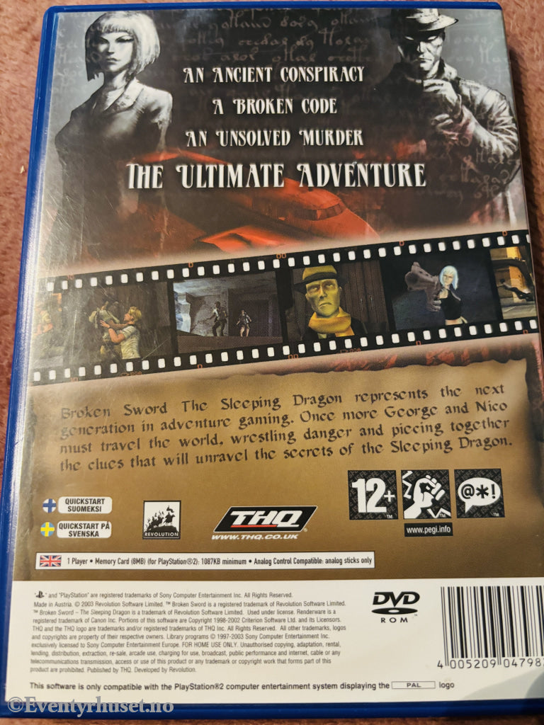 Broken Sword: The Sleeping Dragon. PS2.