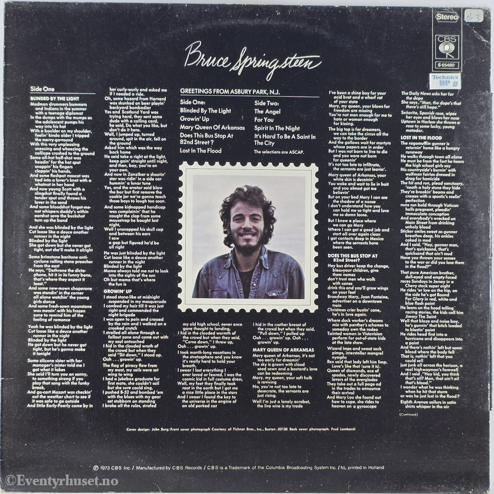 Bruce Springsteen. 1973. Greetings from Asbury Park, N.J. . LP.