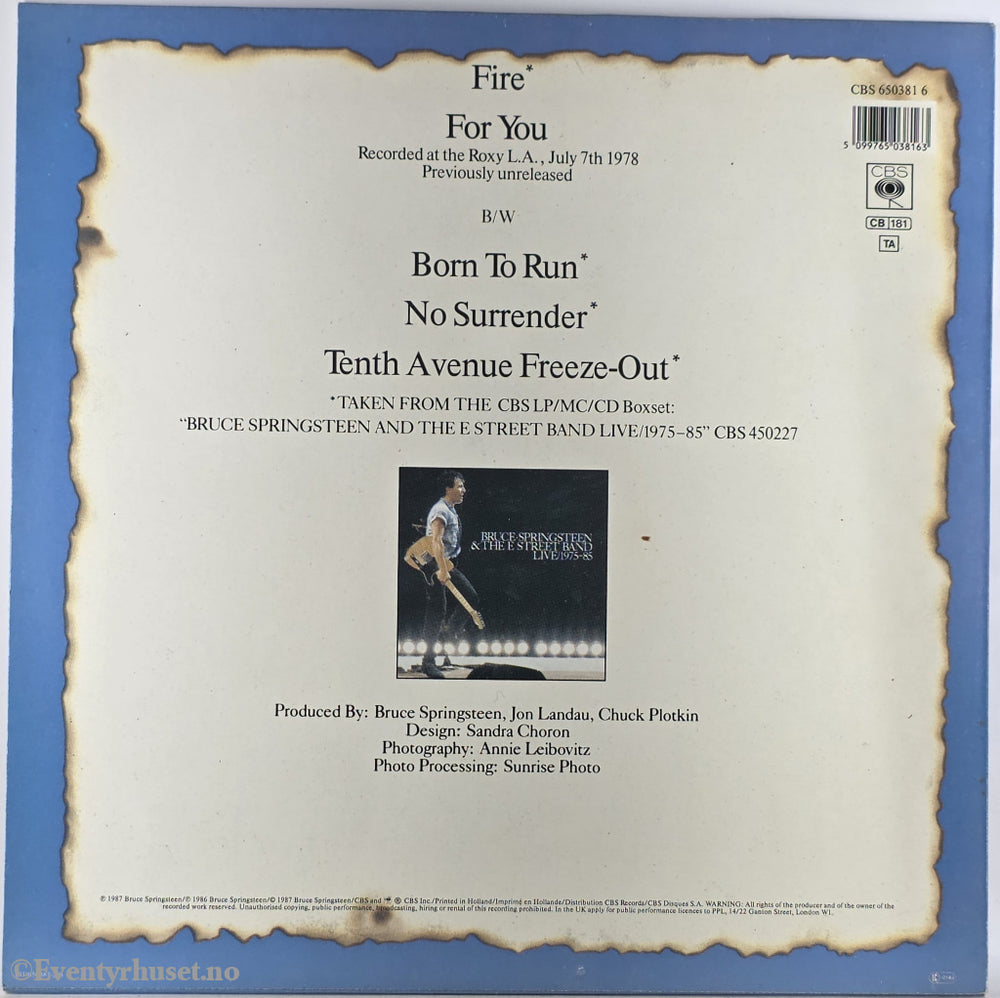 Bruce Springsteen & The E Street Band. 1987. Fire (5‑Track Maxi Single) . LP.