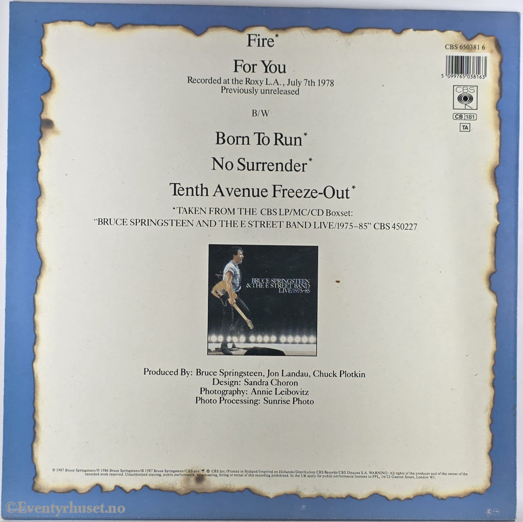 Bruce Springsteen & The E Street Band. 1987. Fire (5‑Track Maxi Single) . LP.