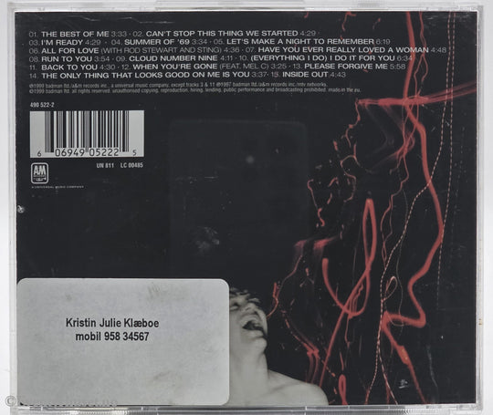 Bryan Adams. 1999. The Best of Me. CD.