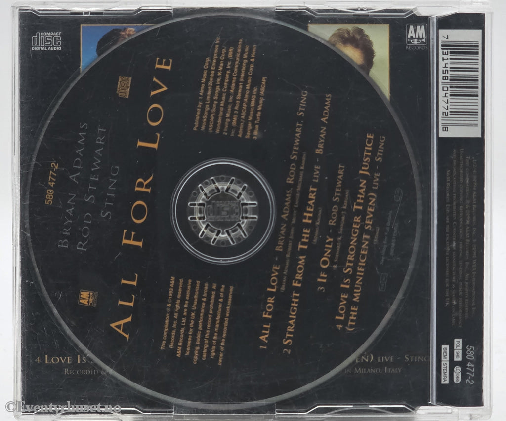 Bryan Adams, Rod Stewart & Sting. 1993. All for Love. CD singel