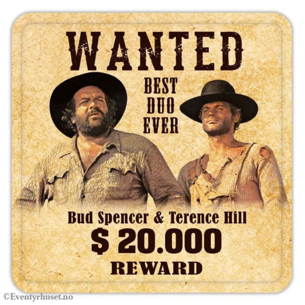 Bud Spencer & Terence Hill Tin coasters Wanted 10 x 10 cm Home & Gifts