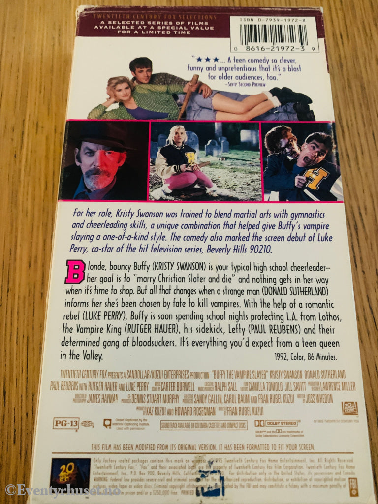 Buffy the Vampire Slayer 1992 .VHS slipcase.