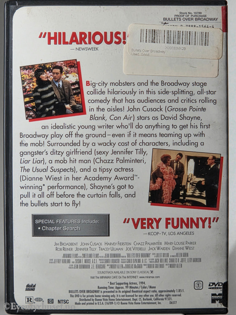 Bullets Over Broadway (1994). DVD.
