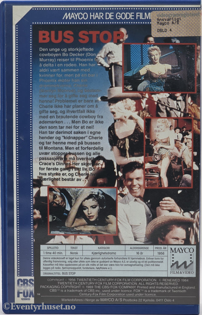 Bus Stop (1956). VHS Big Box.