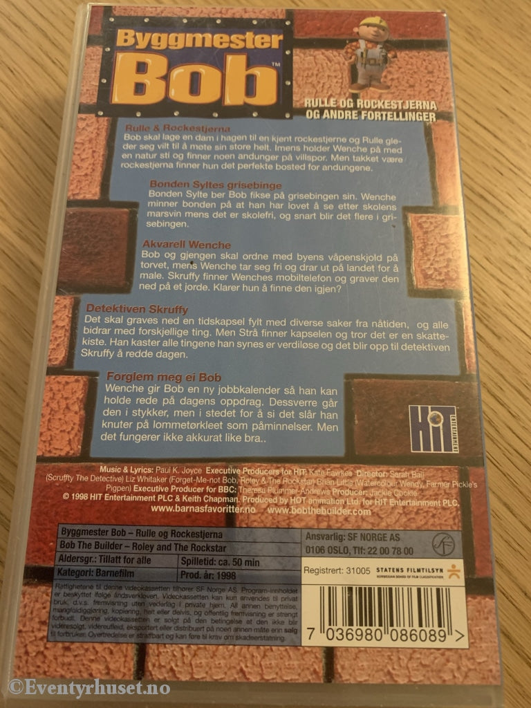 Byggmester Bob. 1998. Rulle Og Rockestjerna Andre Fortellinger. Vhs. Vhs