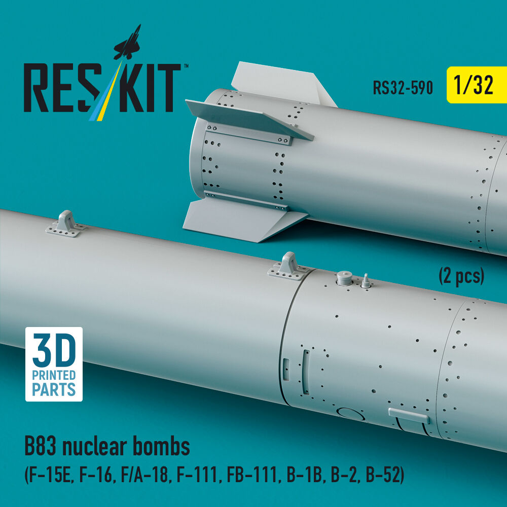 B83 nuclear bombs (2 pcs) (F-15E, F-16, F/A-18, F-111, FB-111, B-1B, B-2, B-52) (3D Printed)