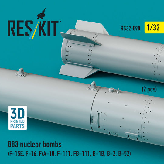 B83 nuclear bombs (2 pcs) (F-15E, F-16, F/A-18, F-111, FB-111, B-1B, B-2, B-52) (3D Printed)
