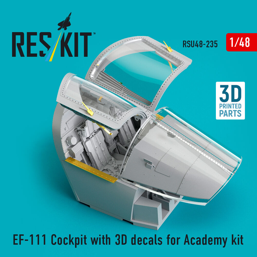 EF-111 Cockpit with 3D decals for Academy kit (3D Printed)