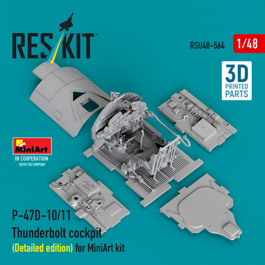 P-47D-10/11 Thunderbolt cockpit (Detailed edition) for MiniArt kit (3D Printed)