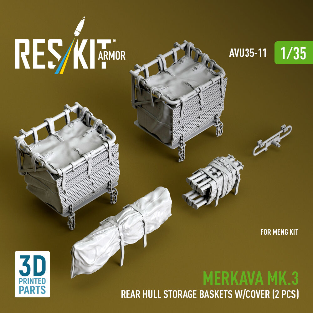 Merkava Mk.3 rear hull storage baskets w/cover (2 pcs) for Meng kit (3D Printed)