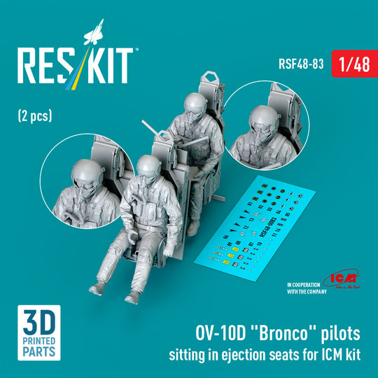 OV-10D Bronco pilots sitting in ejection seats for ICM kit (2 pcs) (3D Printed)