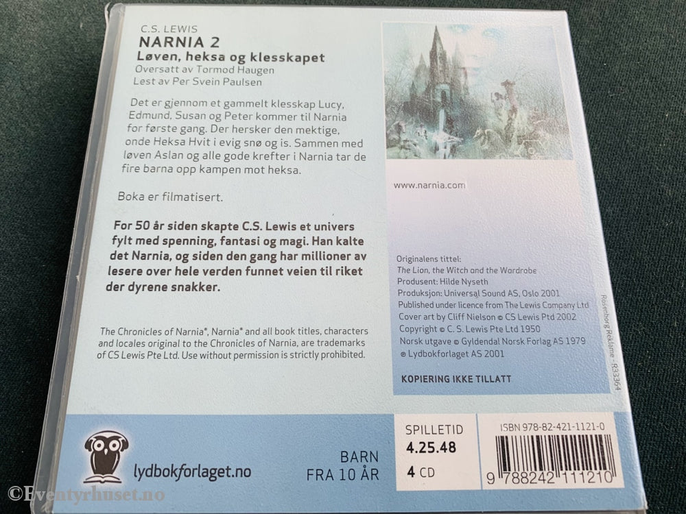 C. S. Lewis. 1950/01. Legenden Om Narnia - Løven Heksa Og Klesskapet. Lydbok På 4 X Cd.