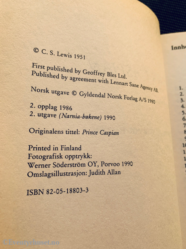 C. S. Lewis. 1951/90. Prins Caspian (Drømmen om Narnia). Fortelling
