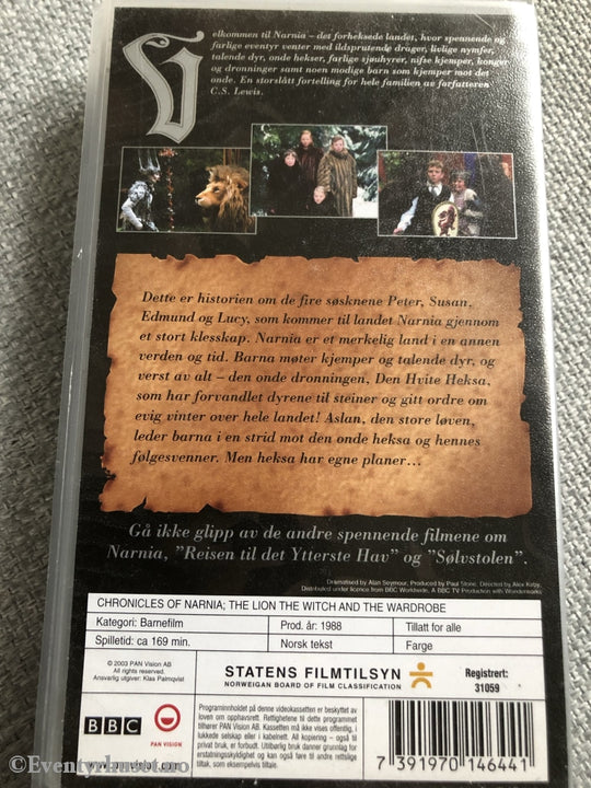 C. S. Lewis. 1988. Drømmen Om Narnia. Del 1. Løven Heksa Og Klesskapet. Vhs. Vhs