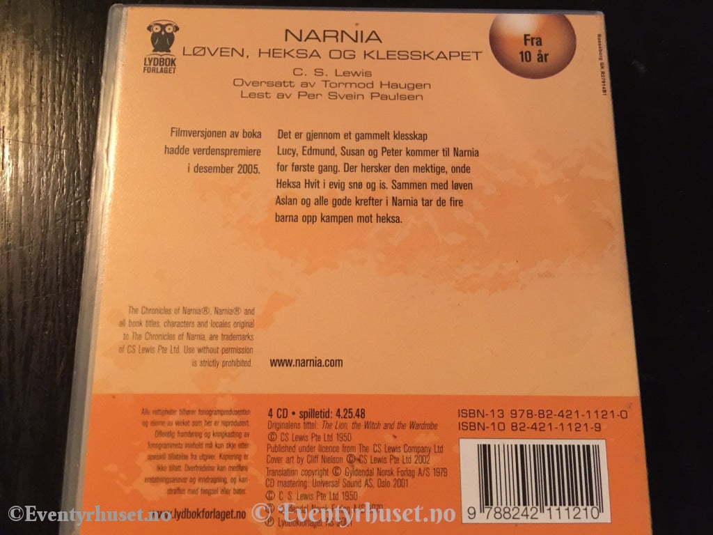 C. S. Lewis. 2001. Legenden Om Narnia - Løven Heksa Og Klesskapet. Lydbok På 4 X Cd.