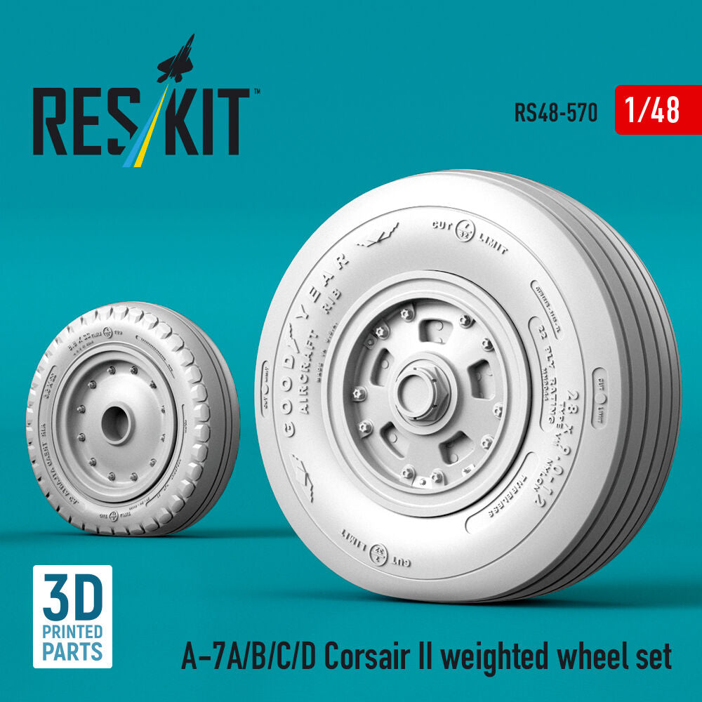 A-7A/B/C/D Corsair II weighted wheel set (3D Printed)