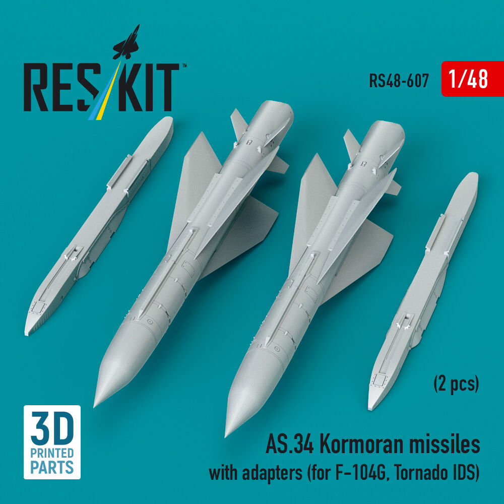 AS.34 Kormoran missiles with adapters (2 pcs) (for F-104G, Tornado IDS) (3D Printed)