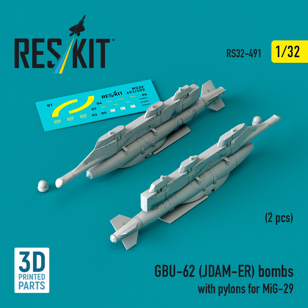 GBU-62 (JDAM-ER) bombs with pylons for MiG-29 (2 pcs) (3D Printed)