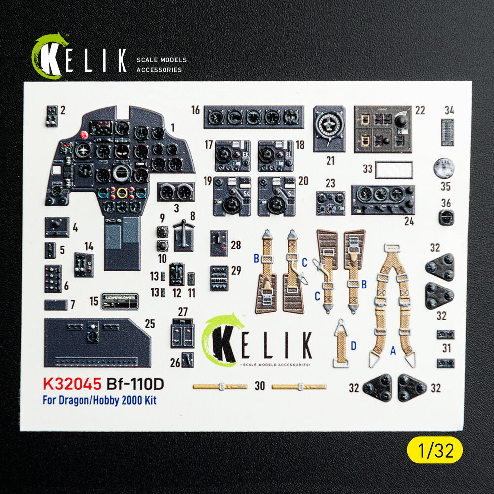 Bf-110D - interior 3D decals for Dragon/Hobby 2000 kit