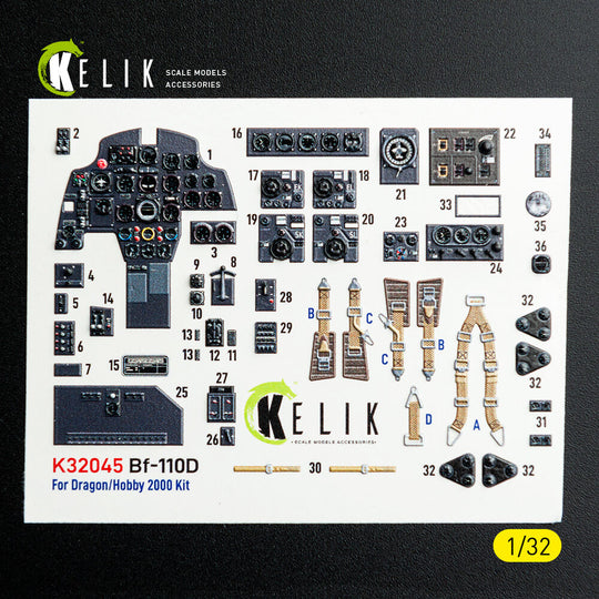 Bf-110D - interior 3D decals for Dragon/Hobby 2000 kit