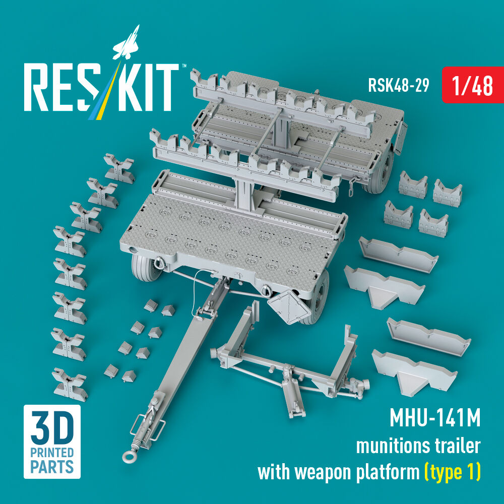 MHU-141M munitions trailer with weapon platform (type 1) (3D Printed model kit)