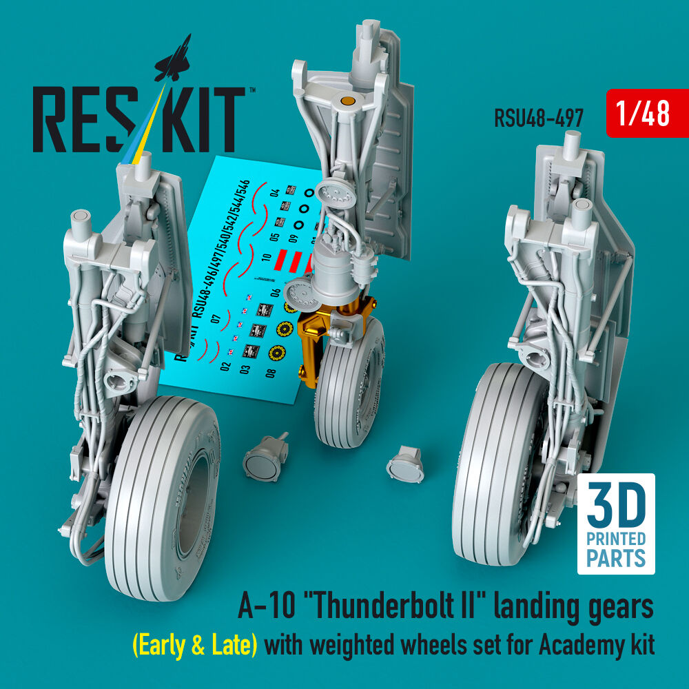 A-10 Thunderbolt II landing gears (Early & Late) with weighted wheels set for Academy kit (Metal+3D Printed)